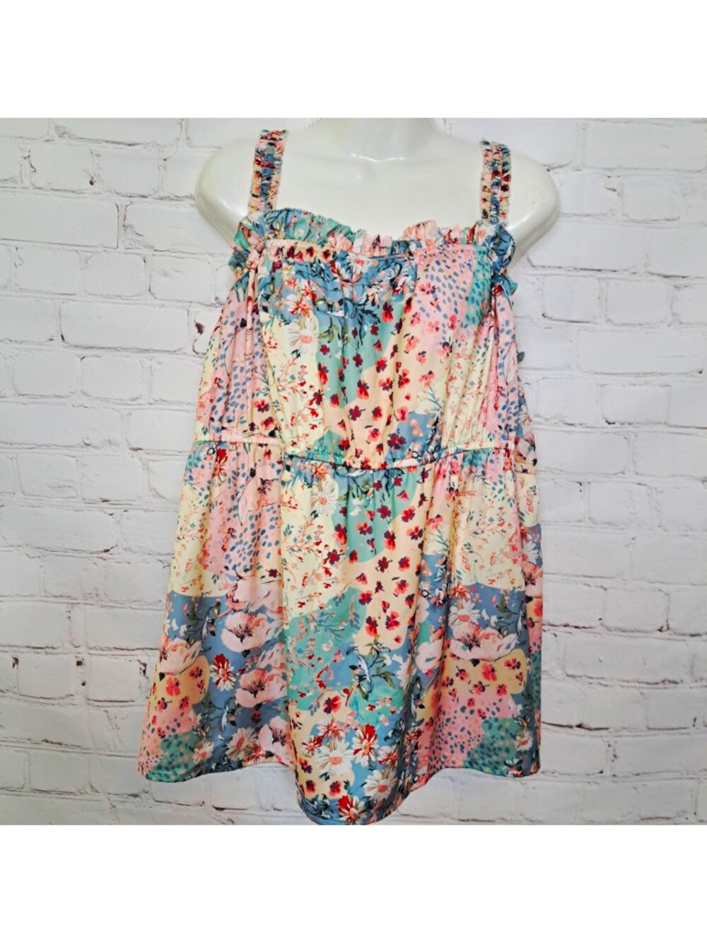 Grace & Lace Floral Feminine Boho Chiffon Tank Top Size Large